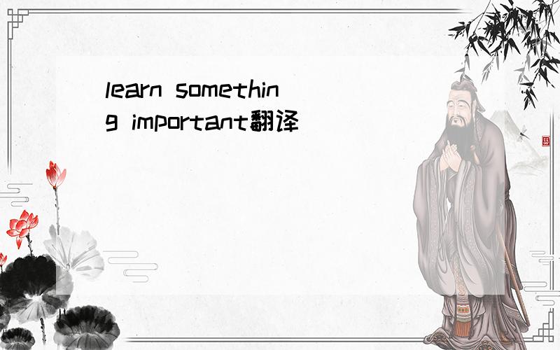 learn something important翻译