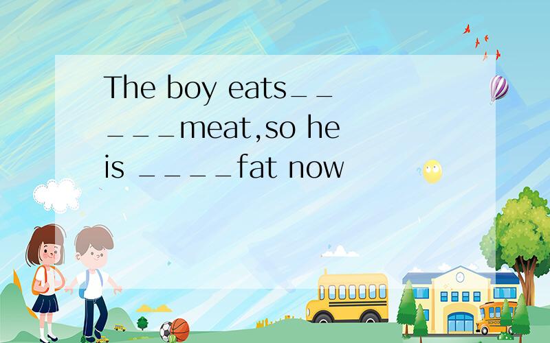 The boy eats_____meat,so he is ____fat now