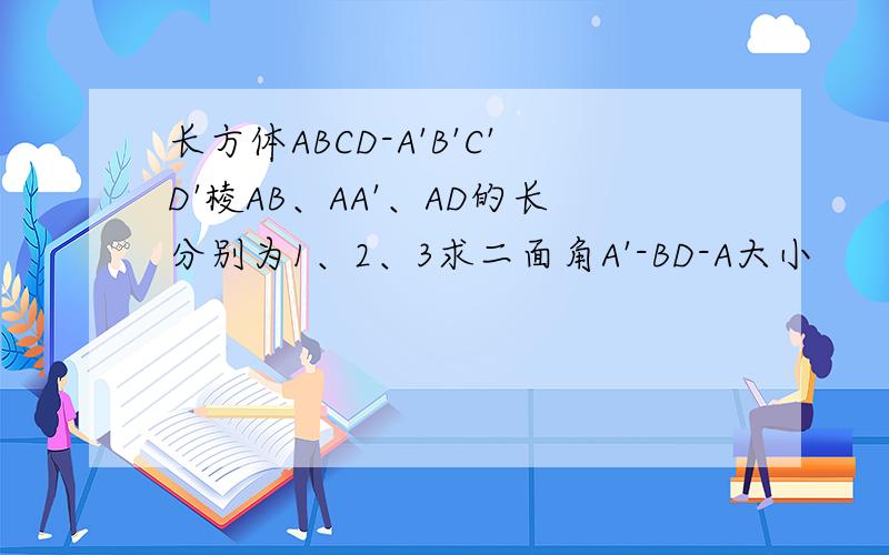 长方体ABCD-A'B'C'D'棱AB、AA'、AD的长分别为1、2、3求二面角A'-BD-A大小