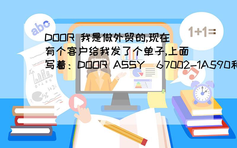 DOOR 我是做外贸的,现在有个客户给我发了个单子,上面写着：DOOR ASSY（67002-1A590和67001-1A630）、DOOR SKIN(67112-12660和67111-12670、67113-12270、67114-12270)是什么意思?