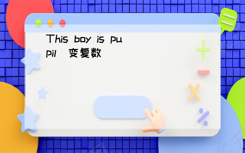 This boy is pupil（变复数)