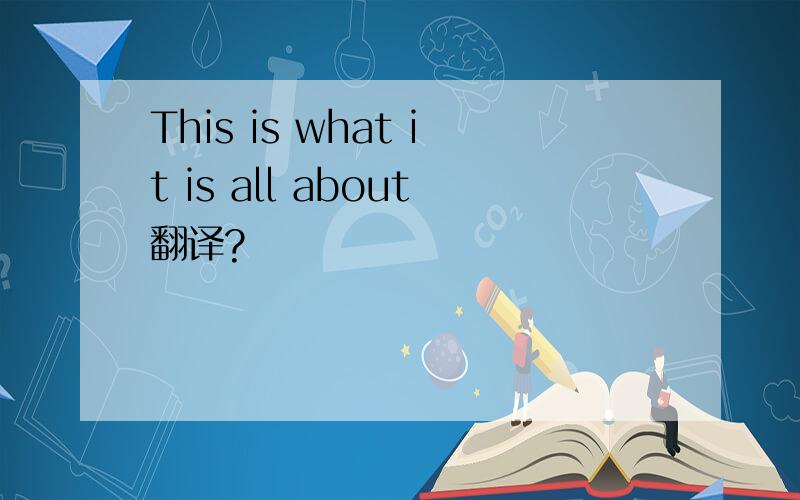 This is what it is all about翻译?